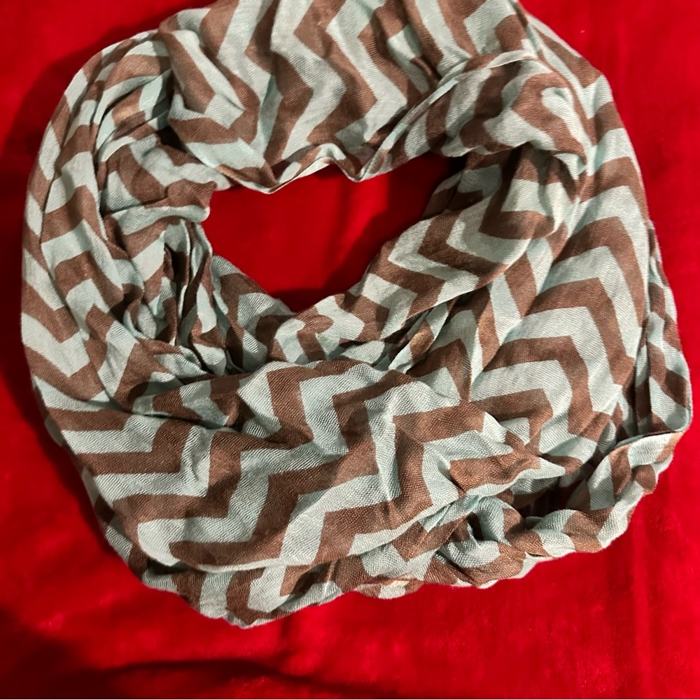Chevron Light Blue and Brown Scarf - Picture 2 of 4